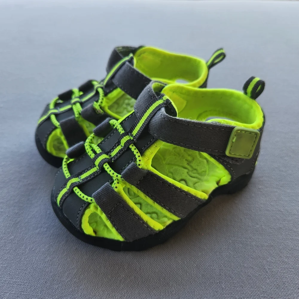 Koala kids grey and neon yellow sandals